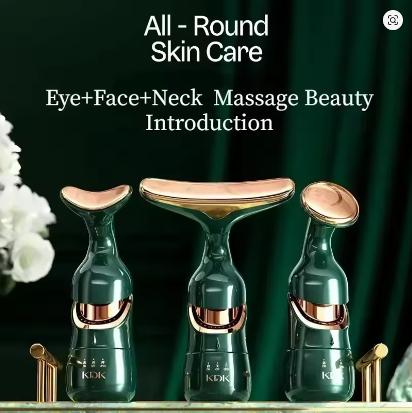 DISPOSITIVO DE ESTIRAMIENTO FACIAL 3 EN 1, MASAJE FACIAL PARA OJOS Y CUELLO, ADELGAZANTE EMS, BELLEZA,